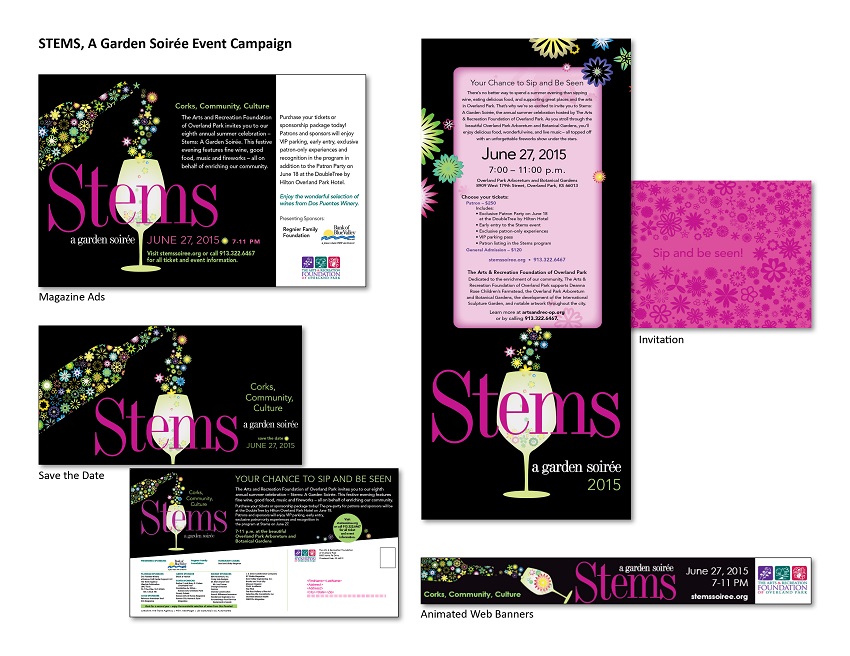 STEMS Garden Soiree event campaign materials