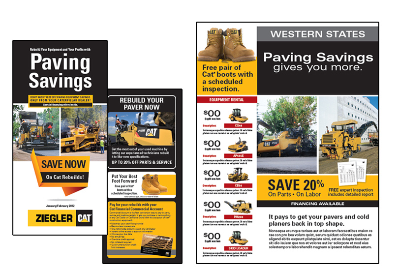 CAT Truck Engines promotional flyers by The frank Agency