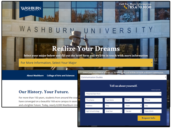 Washburn University landing page