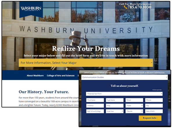 Washburn University landing page