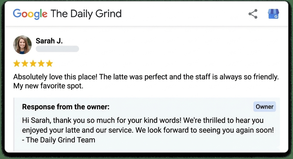 Positive review from GMB